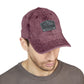 Vintage Embroidered Mountain Patch Cap — Washed Red Dad Hat
