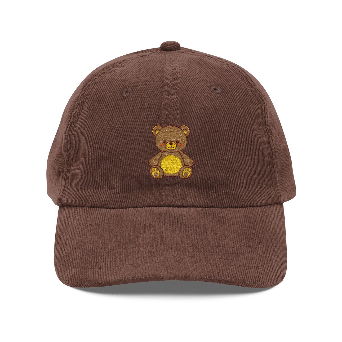 Corduroy Teddy Bear Embroidered Cap Hats Printify Dark Brown One size