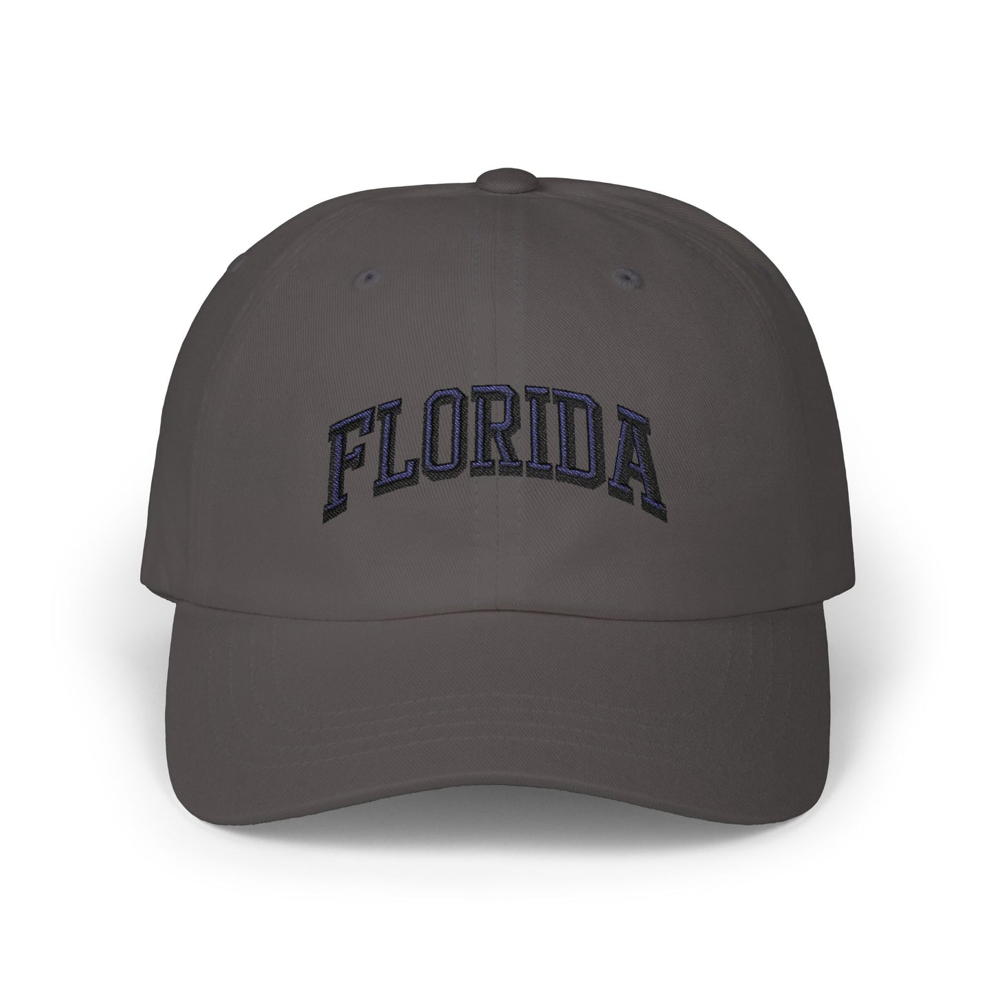 Florida Embroidered Dad Cap — Classic White Baseball Hat Hats Printify Dark Grey One size