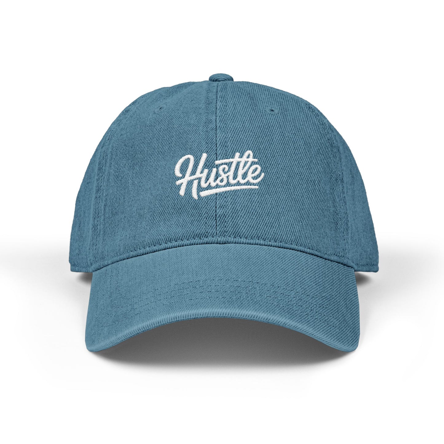 Hustle Embroidered Denim Hat — Casual Adjustable Baseball Cap Hats Printify One size Blue