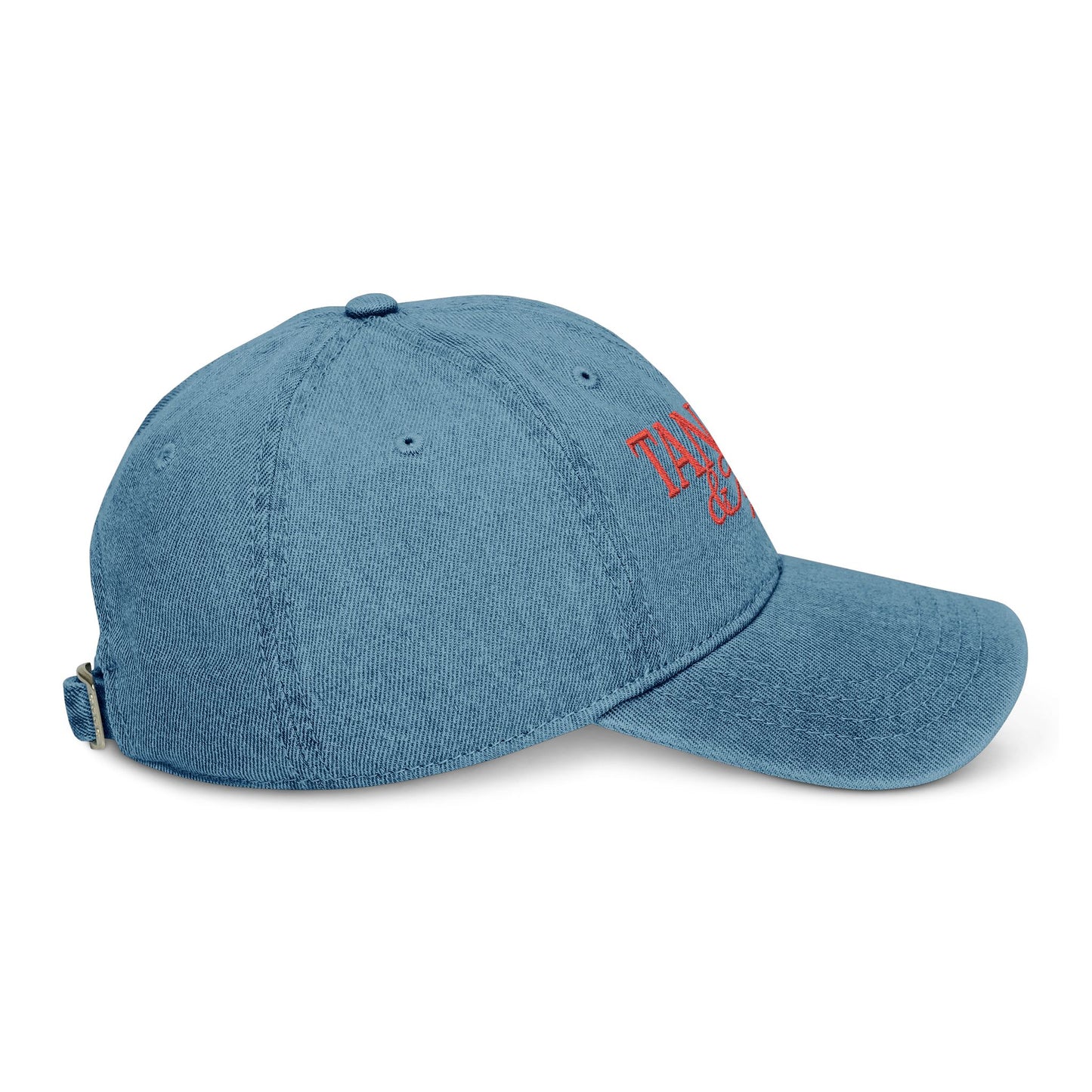 Tanned & Tipsy Embroidered Hat — Casual Denim Cap for Beach Days & Vacations