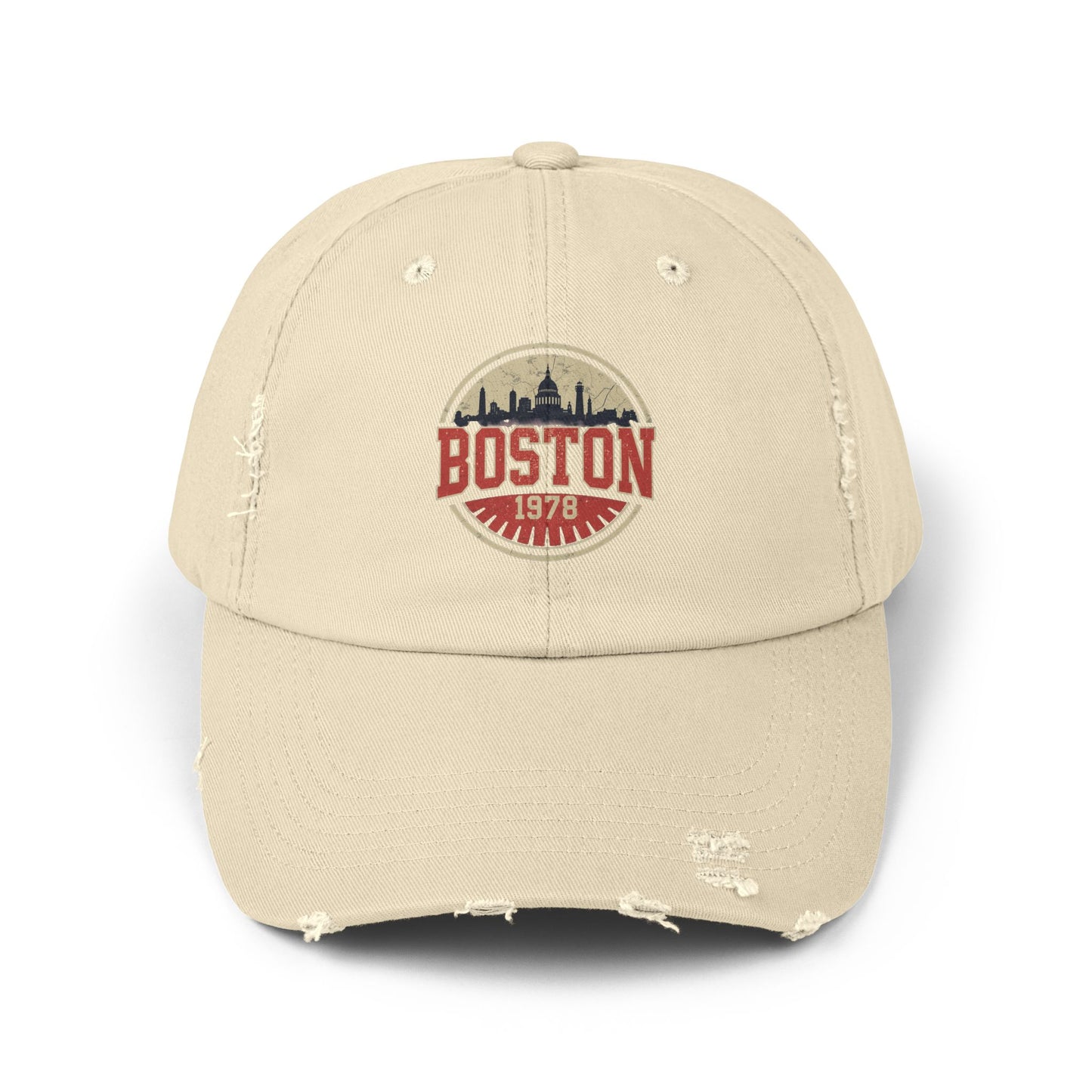 Boston Distressed Cap - Vintage City Skyline Dad Hat (1978)