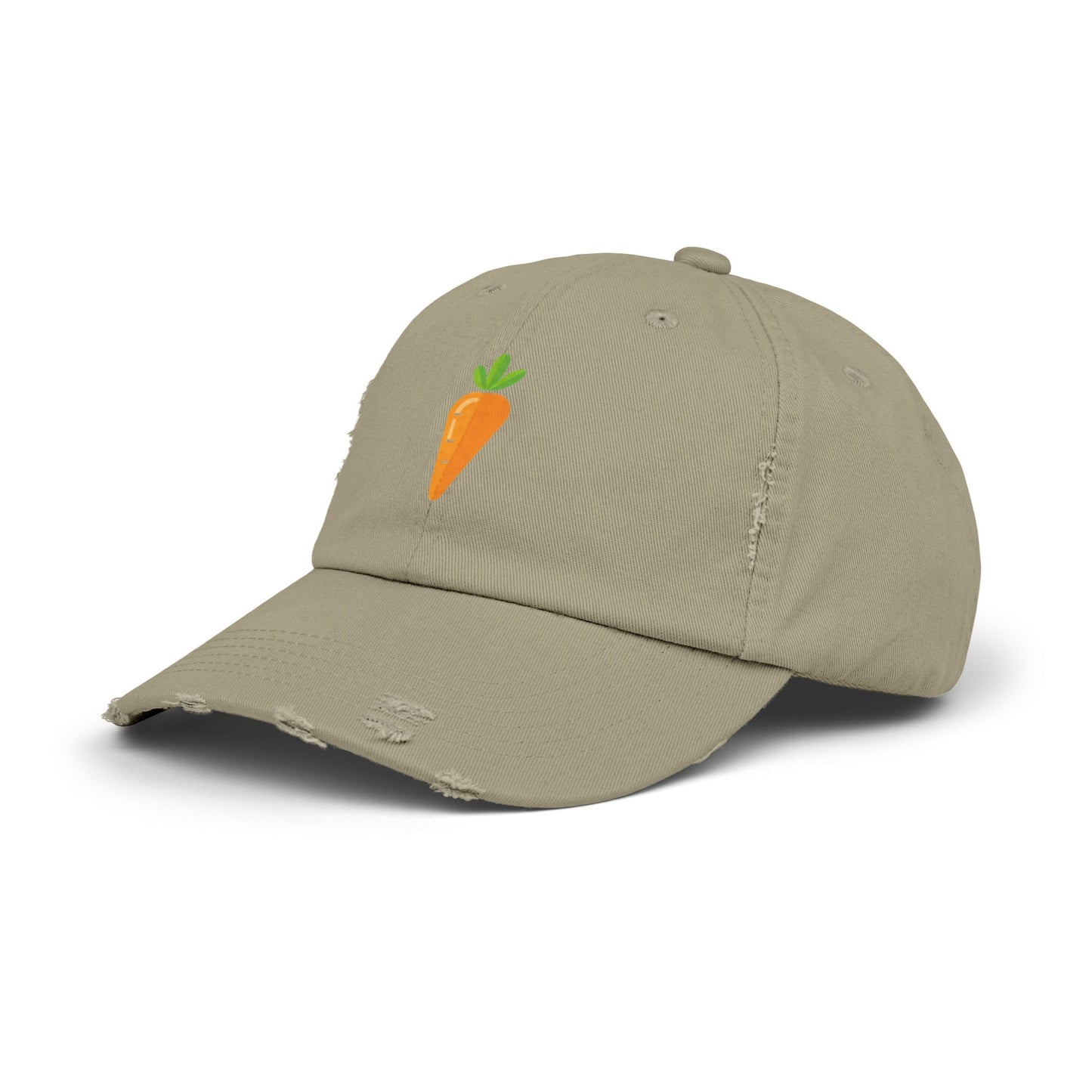 Carrot Patch Distressed Cap — Cute Embroidered Vegetable Baseball Hat Hats Printify