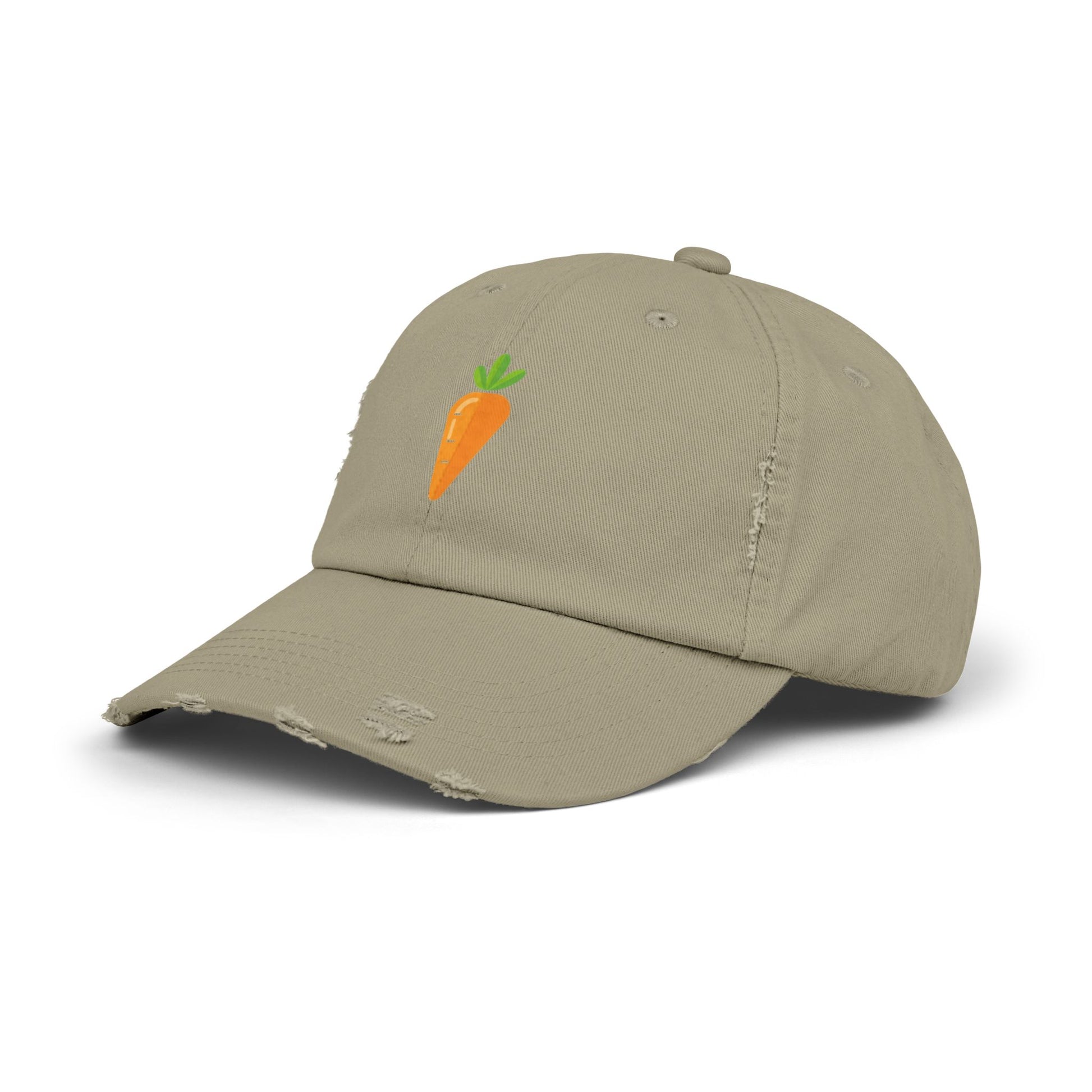 Carrot Patch Distressed Cap — Cute Embroidered Vegetable Baseball Hat Hats Printify