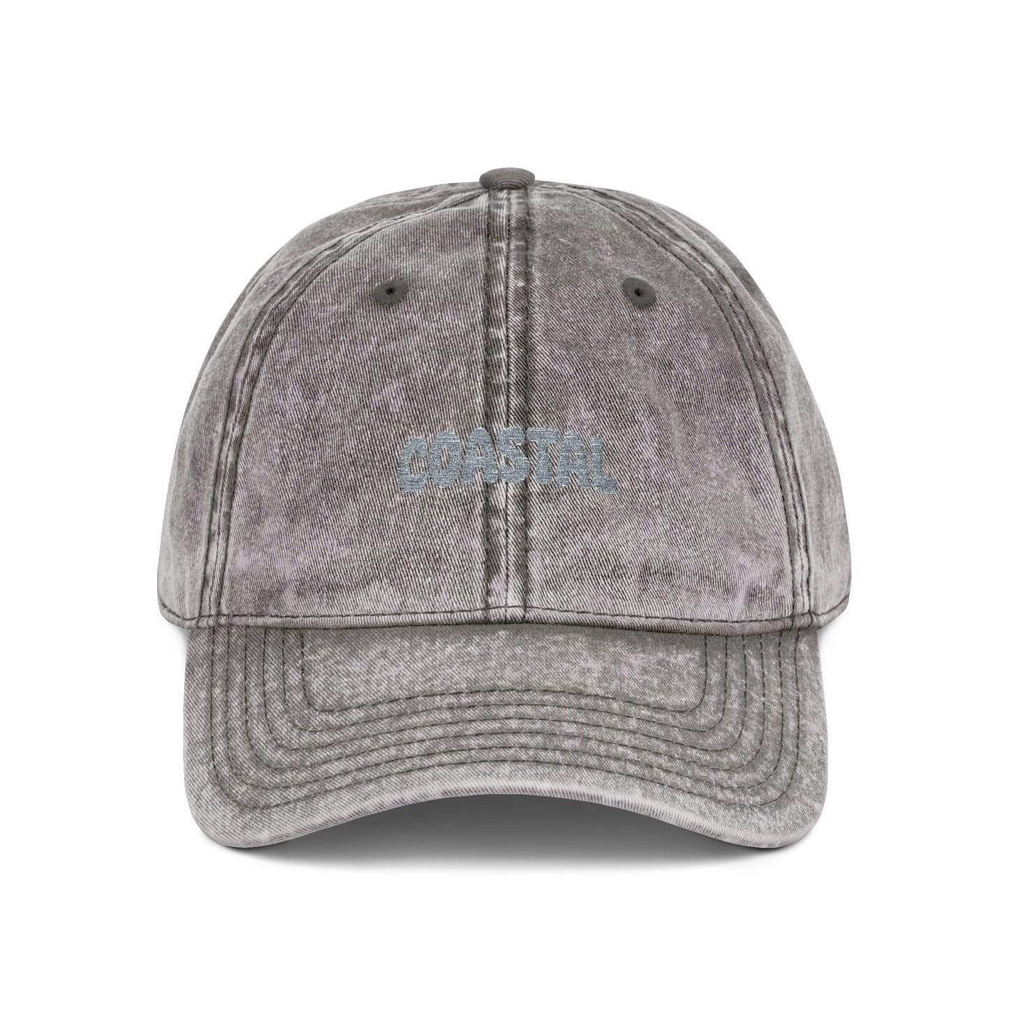 Coastal Embroidered Vintage Cap — Washed Red Dad Hat Hats Printify One size Charcoal Grey