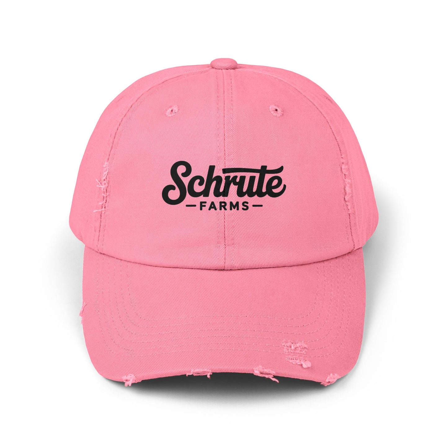 Schrute Farms Distressed Cap - Vintage Logo Baseball Hat Hats Printify True Pink One size