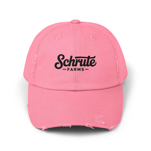 Schrute Farms Distressed Cap - Vintage Logo Baseball Hat Hats Printify True Pink One size