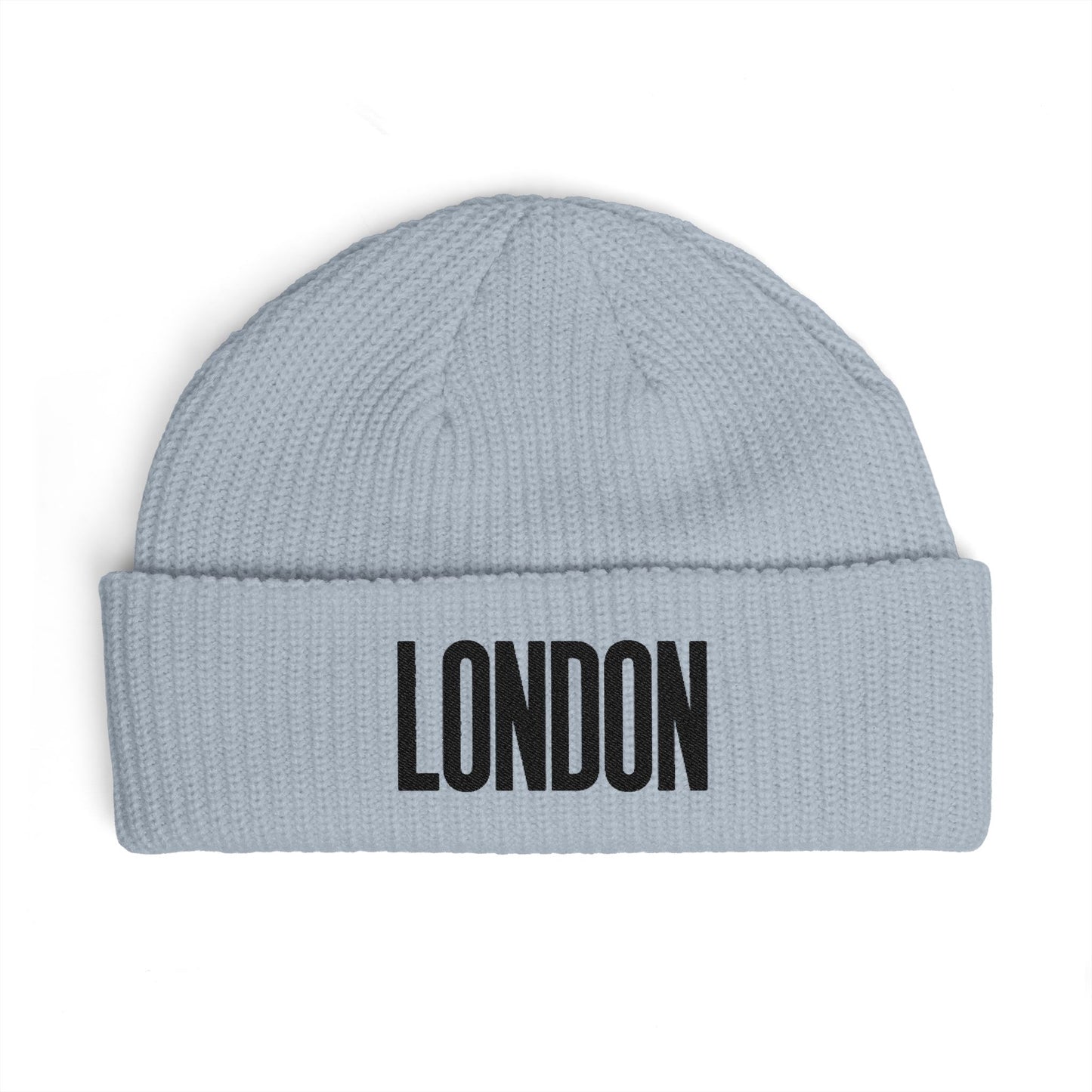 London Cuff Beanie – Embroidered City Knit Hat Hats Printify One size Powder