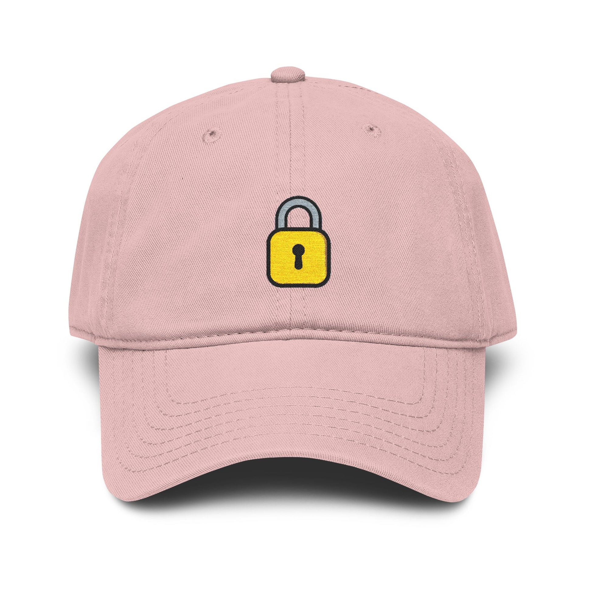 Embroidered Yellow Padlock Baseball Cap — Washed Cotton Dad Hat Hats Printify One size Dusty Rose