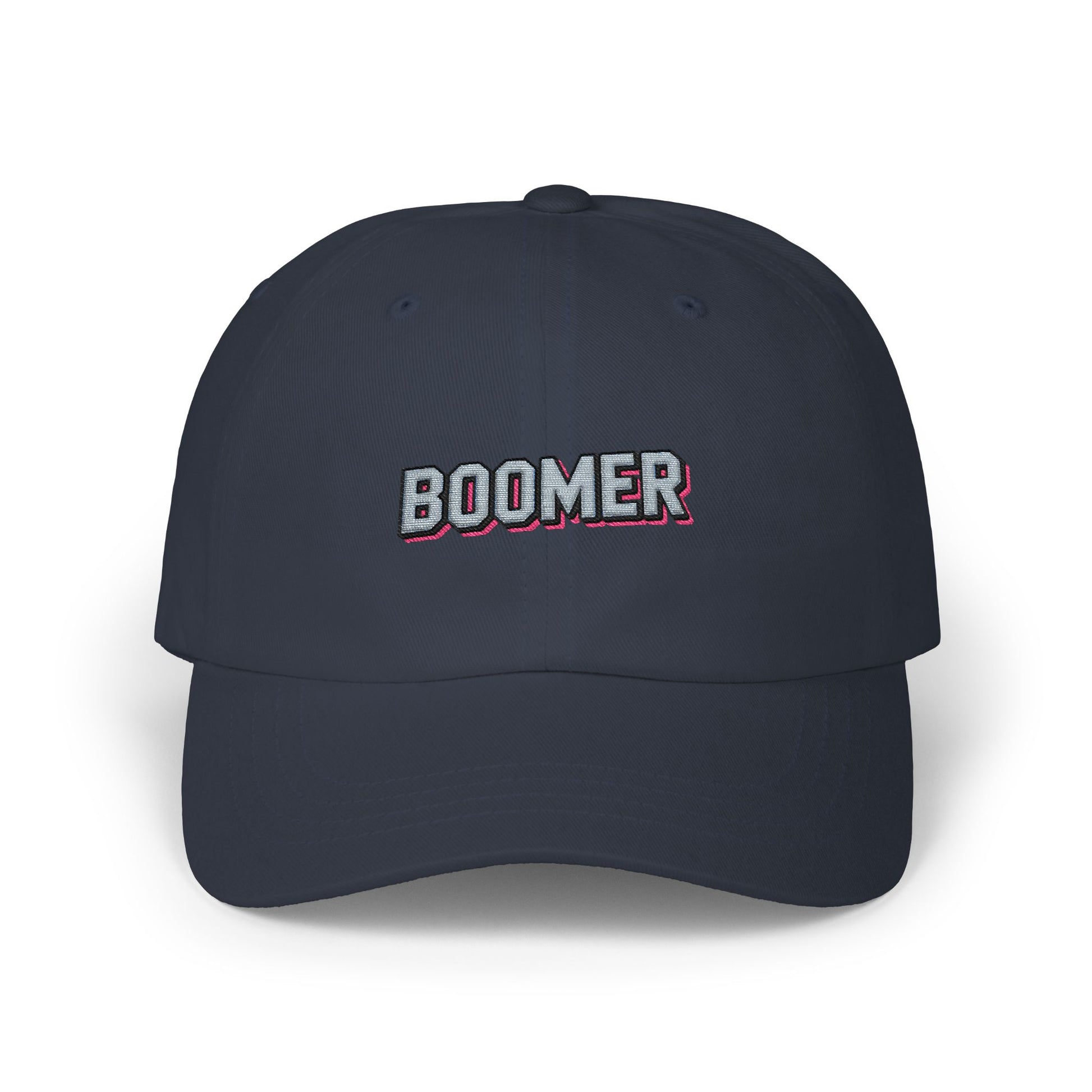 Boomer Embroidered Dad Cap – Retro Patch Baseball Hat Hats Printify Navy One size