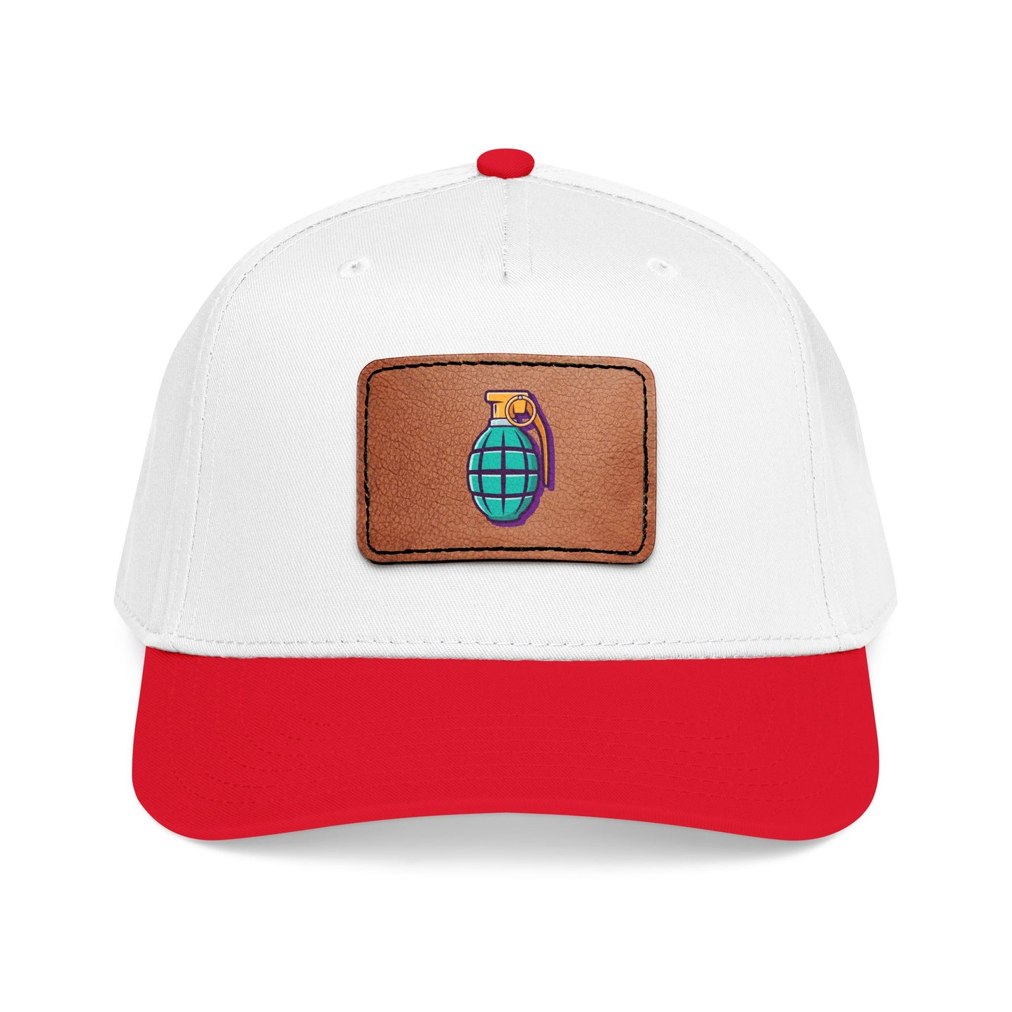 Leather Patch Baseball Cap — Retro Grenade Patch Hat
