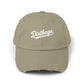 Dirtbags Distressed Baseball Cap — Vintage Script Embroidered Hat Hats Printify Light Olive One size