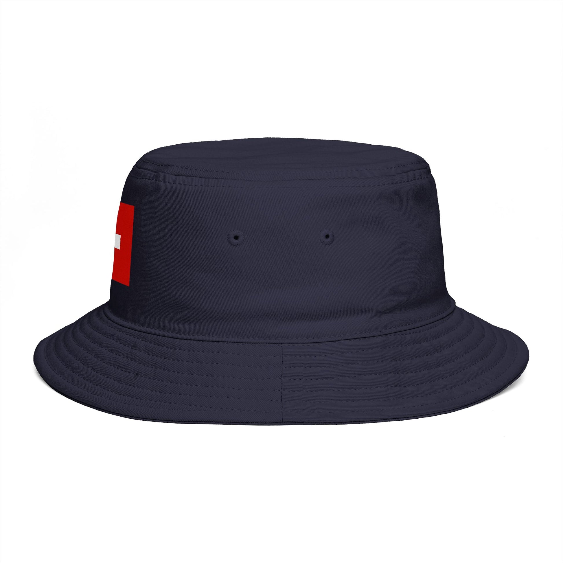 Swiss Cross Brown Bucket Hat — Alpine Flag Patch Sun Hat Hats Printify