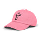 Distressed Black Cross Cap — Vintage Christian Baseball Hat