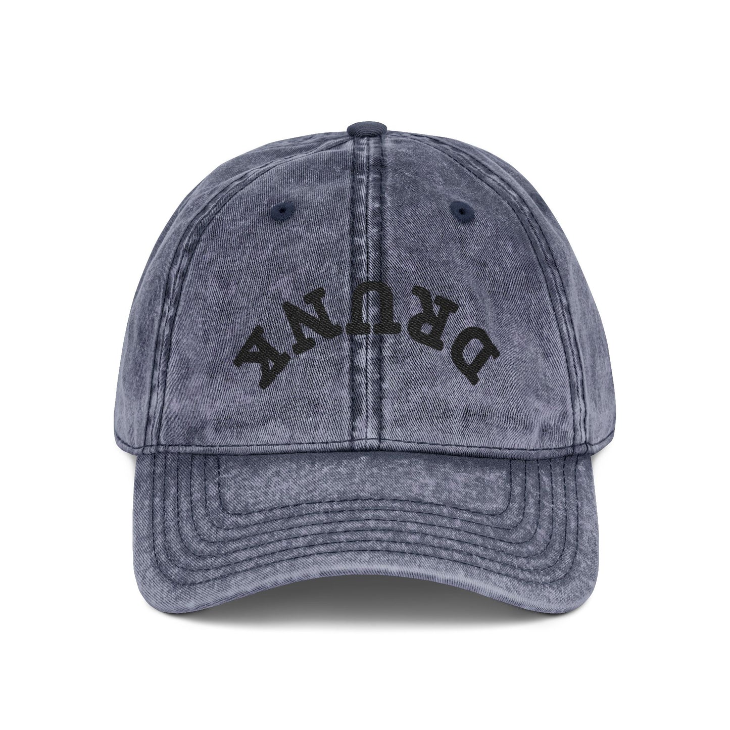 Embroidered Vintage 'DRUNK' Distressed Baseball Cap — Retro Red Cotton Hat