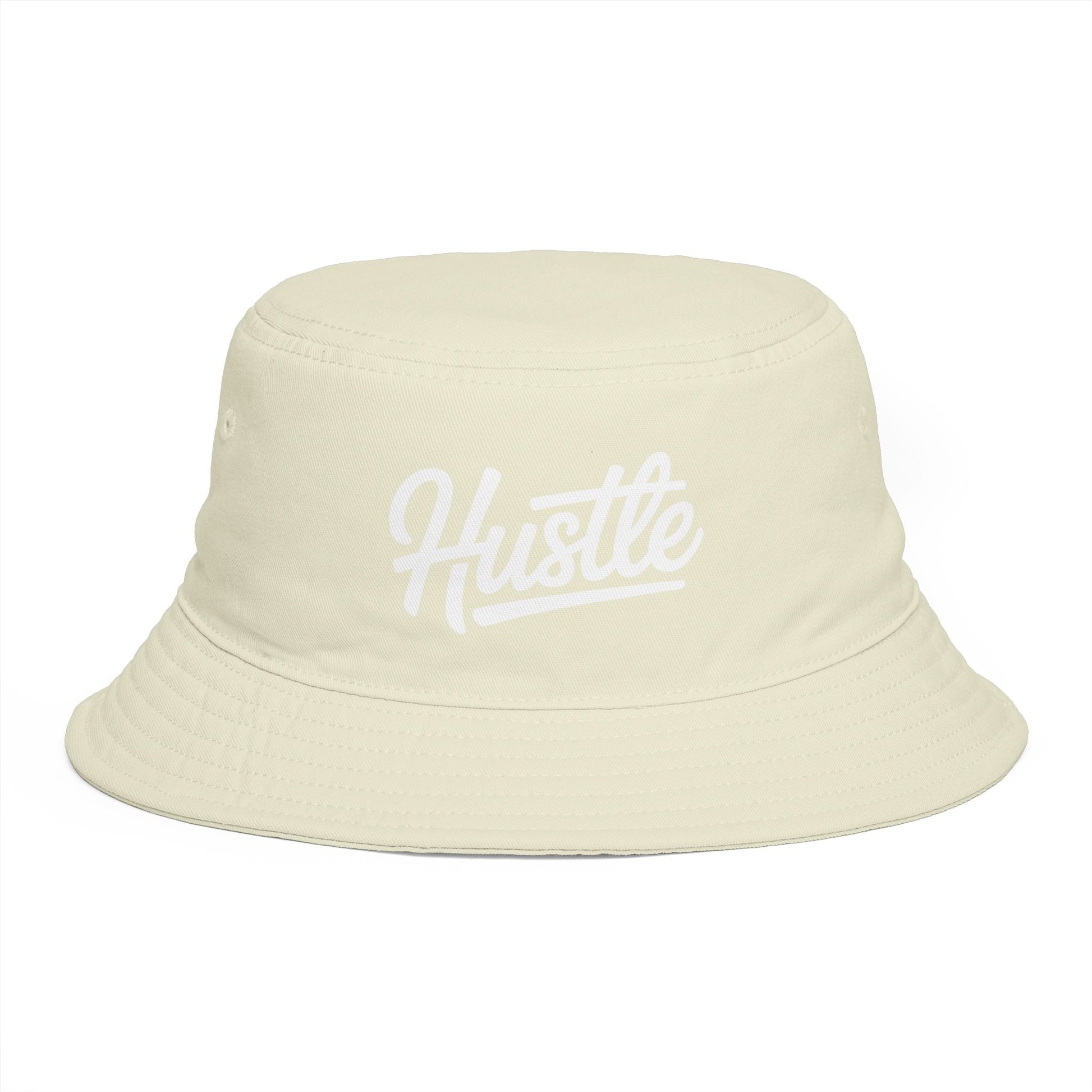 Hustle Embroidered Bucket Hat — Retro Script Streetwear Cap Hats Printify