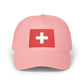 Dad Cap with Swiss Flag Embroidered Patch — Classic White Adjustable Hat Hats Printify Pink One size