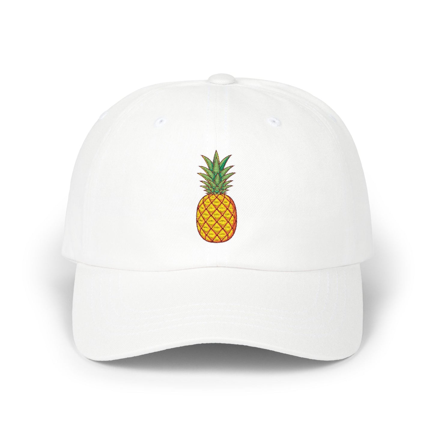Pineapple Embroidered Dad Cap — Tropical Pineapple Baseball Hat Hats Printify White One size