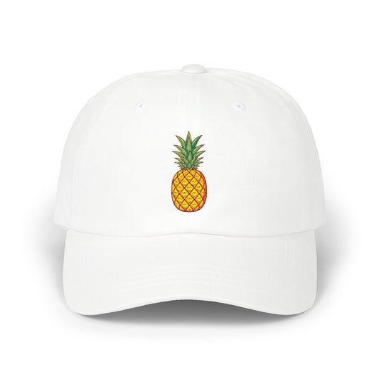 Pineapple Embroidered Dad Cap — Tropical Pineapple Baseball Hat Hats Printify White One size