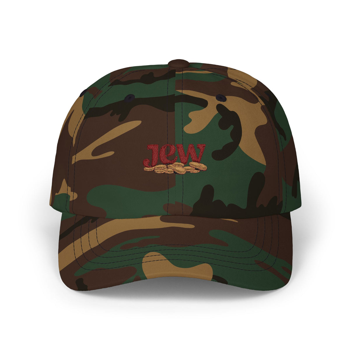 Embroidered 'Jew' Dad Cap — Casual Pride Baseball Hat Hats Printify Green Camo One size