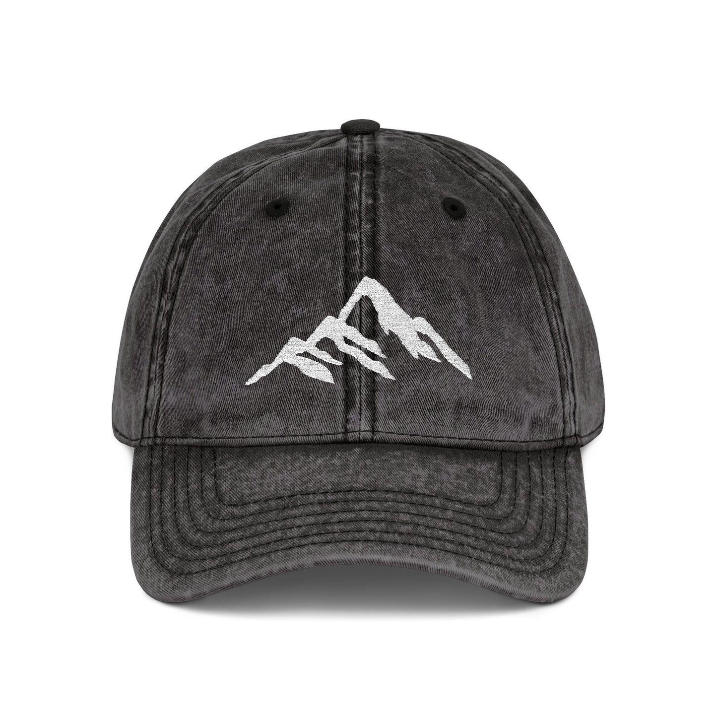 Vintage Embroidered Mountain Cap — Washed Red Dad Hat Hats Printify One size Black