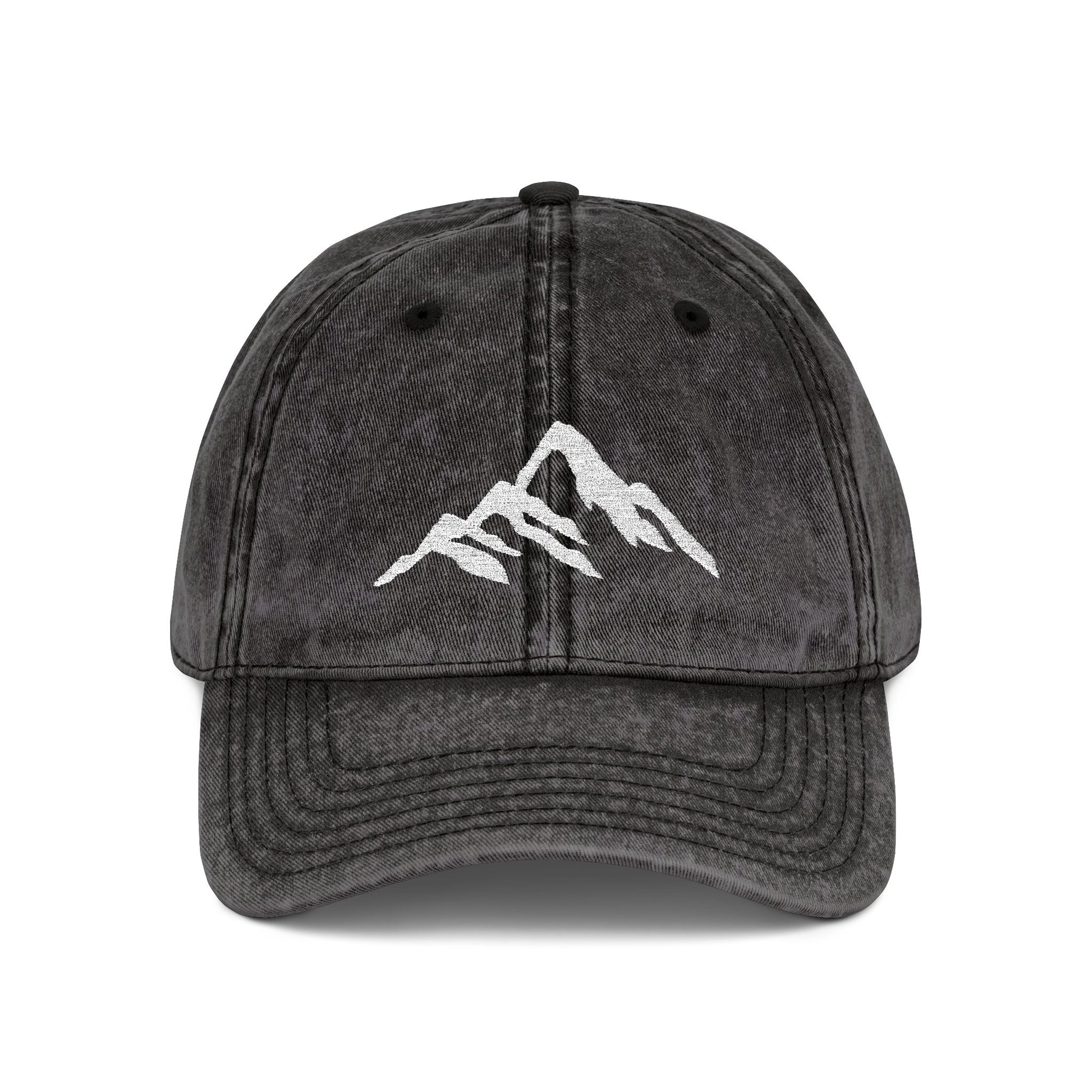 Vintage Embroidered Mountain Cap — Washed Red Dad Hat Hats Printify One size Black