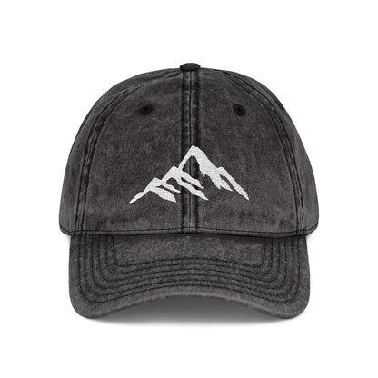 Vintage Embroidered Mountain Cap — Washed Red Dad Hat Hats Printify One size Black