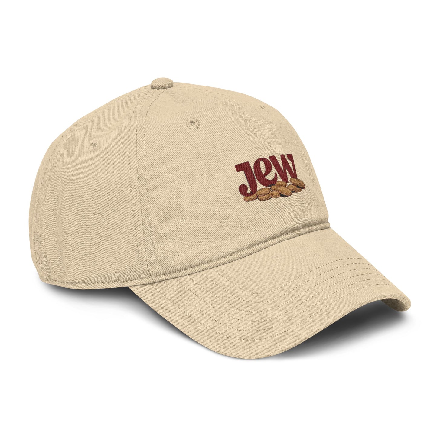 Embroidered "Jew" Challah Bread Washed Baseball Cap Hats Printify