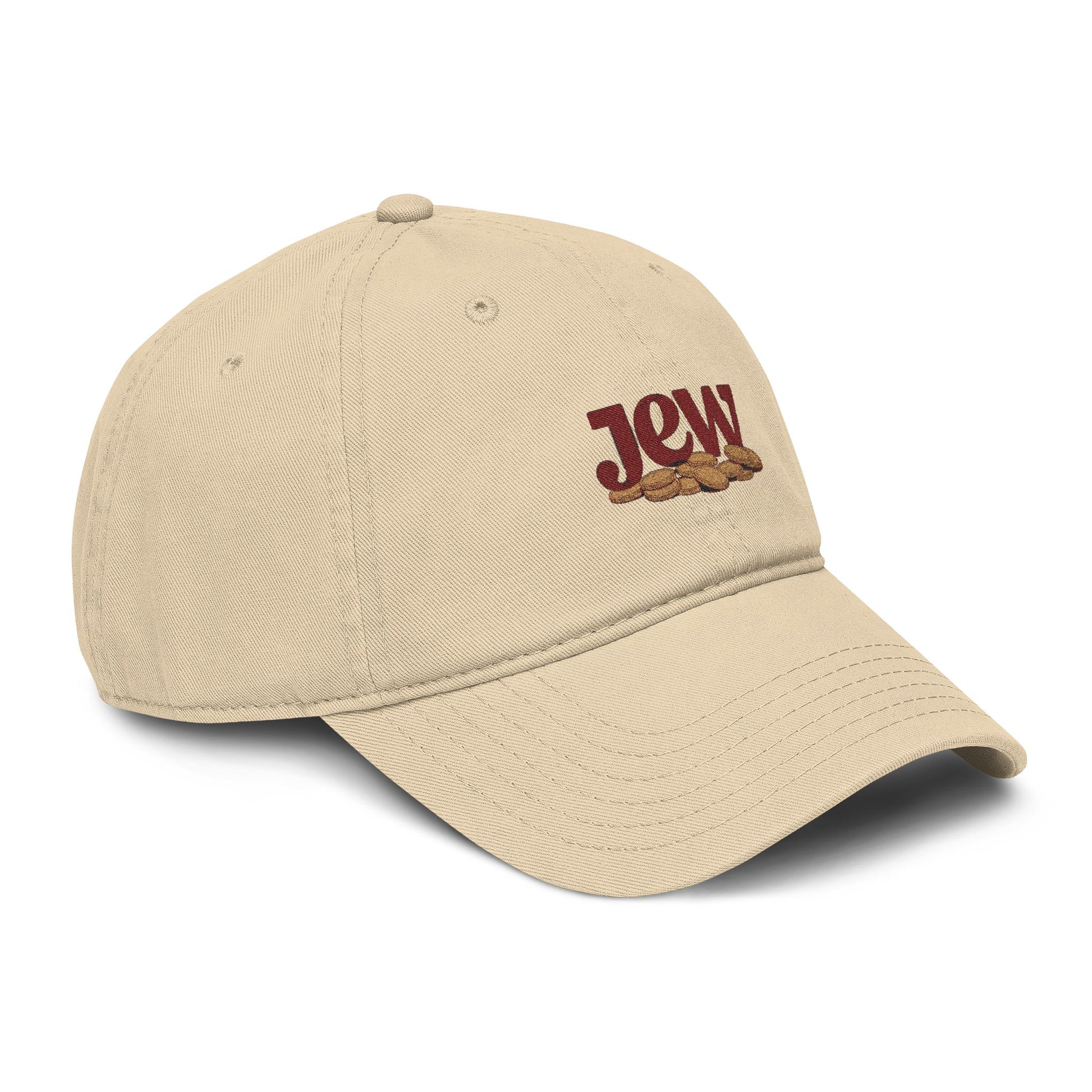 Embroidered "Jew" Challah Bread Washed Baseball Cap Hats Printify