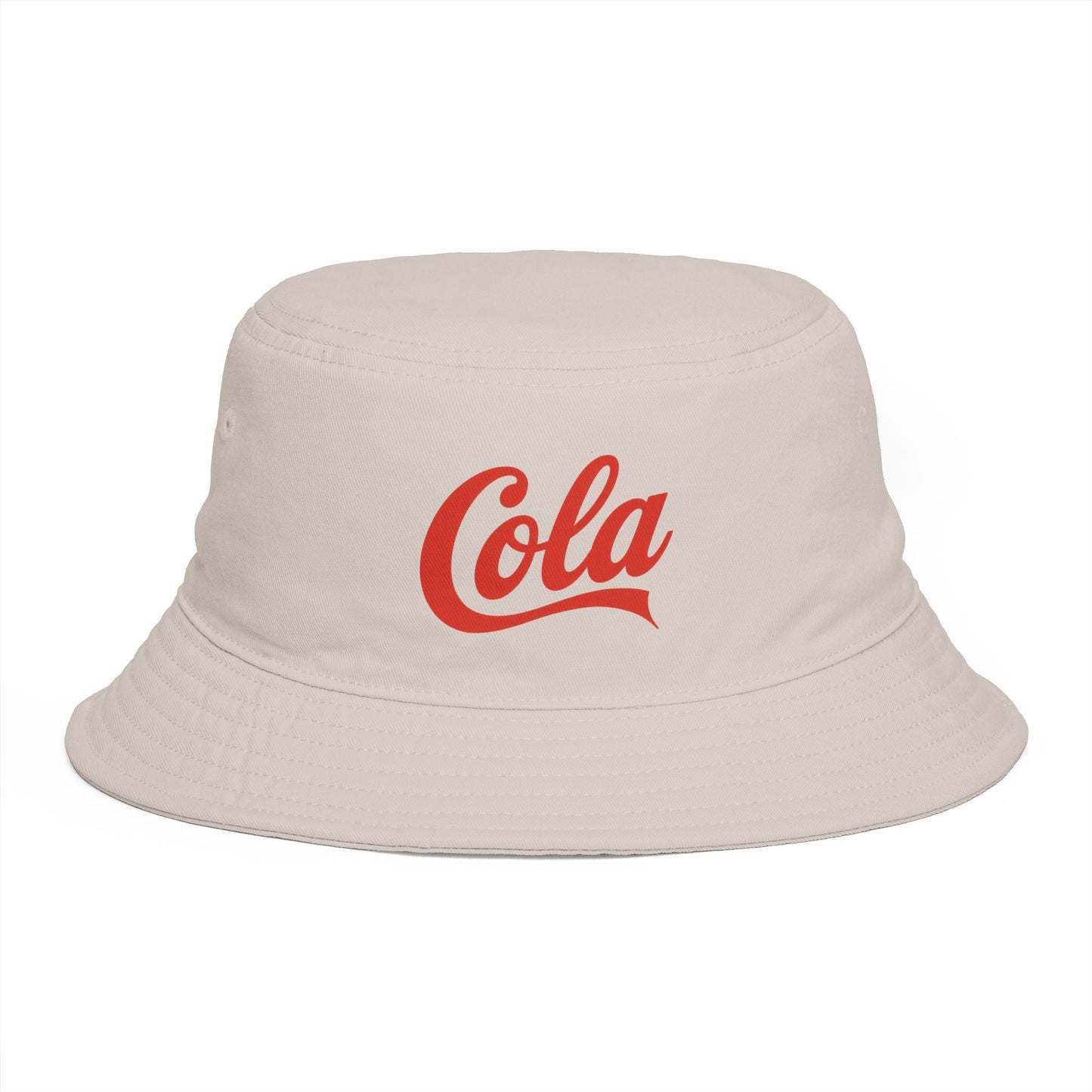 Cola Logo Brown Bucket Hat – Retro Soda-Inspired Summer Hat Hats Printify One size Bone