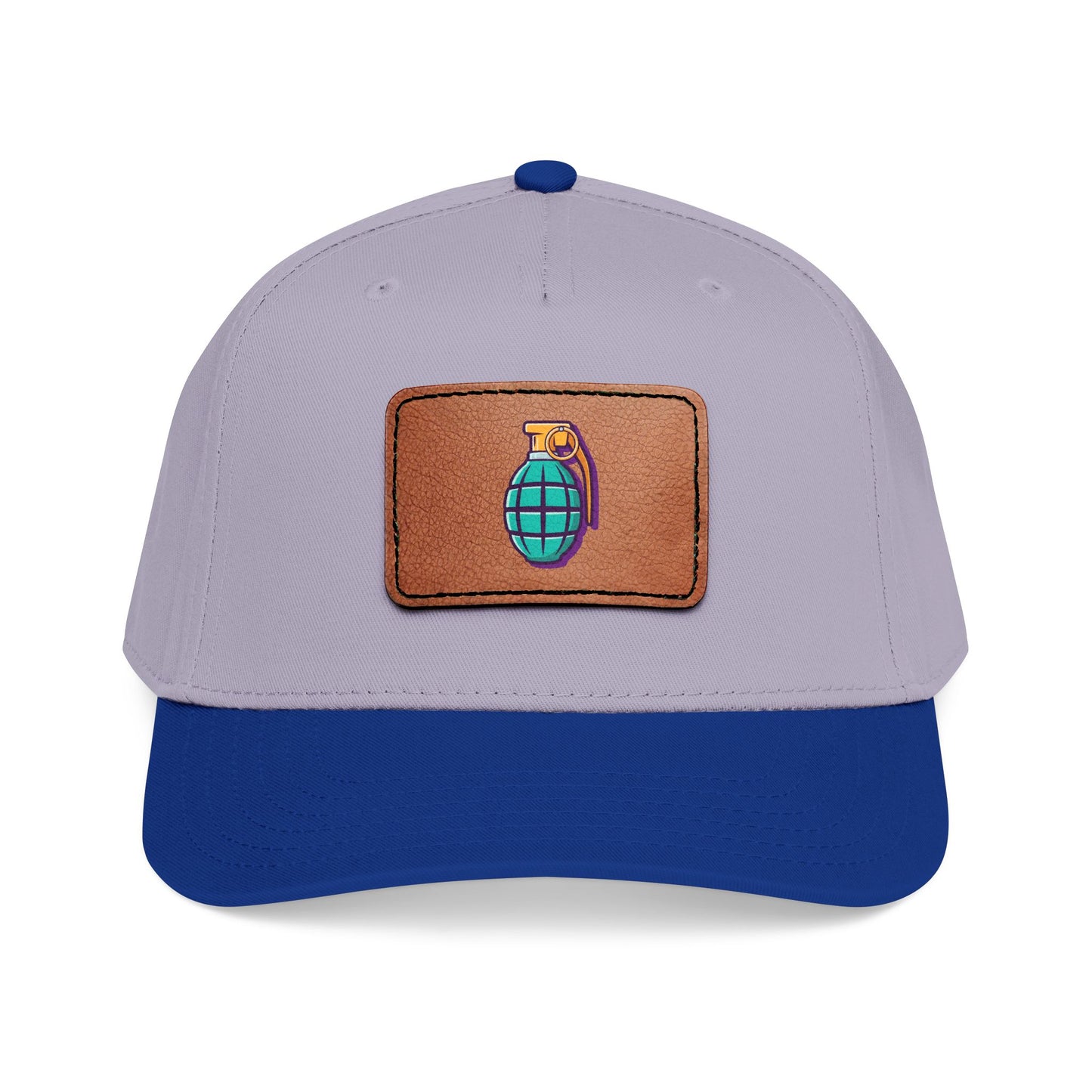 Leather Patch Baseball Cap — Retro Grenade Patch Hat