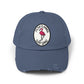 Distressed Surf Cap — "Filthy Flamingo Surf Gang" Embroidered Patch Hat Hats Printify Scotland Blue One size