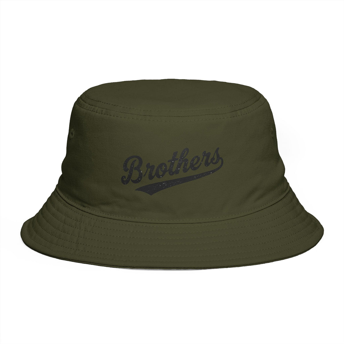 Brothers Script Brown Bucket Hat — Casual Retro Dad Hat for Siblings & Crew Hats Printify One size Army