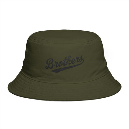 Brothers Script Brown Bucket Hat — Casual Retro Dad Hat for Siblings & Crew Hats Printify One size Army