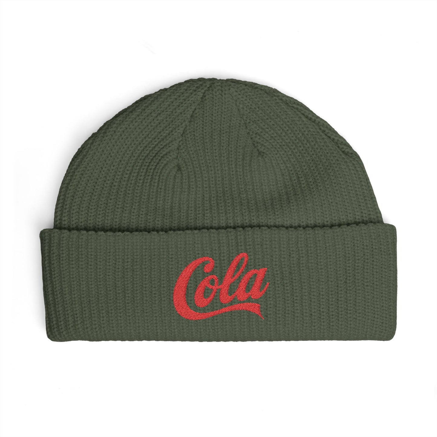 Cola Cuff Beanie — Retro Script Knit Hat Hats Printify One size Cypress