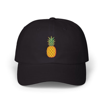 Pineapple Embroidered Dad Cap — Tropical Pineapple Baseball Hat Hats Printify Black One size