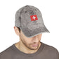 Red Vintage Embroidered Cross Cap - Washed Baseball Hat Hats Printify
