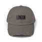 Distressed London Baseball Cap — Vintage Black Embroidered Hat Hats Printify Nickel One size