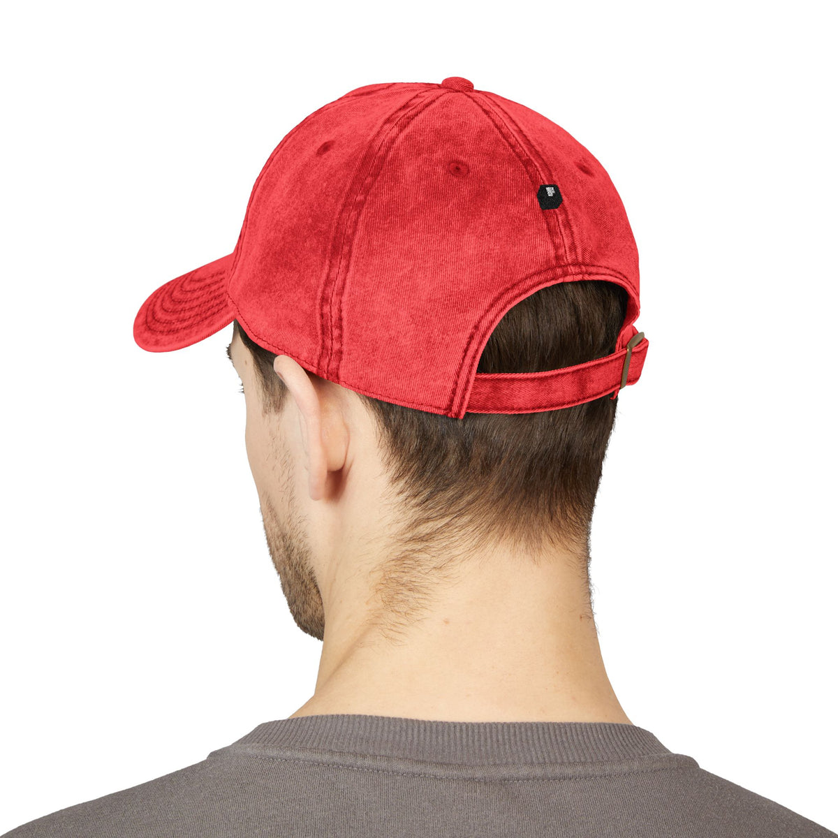 Red Vintage Embroidered Cross Cap - Washed Baseball Hat Hats Printify