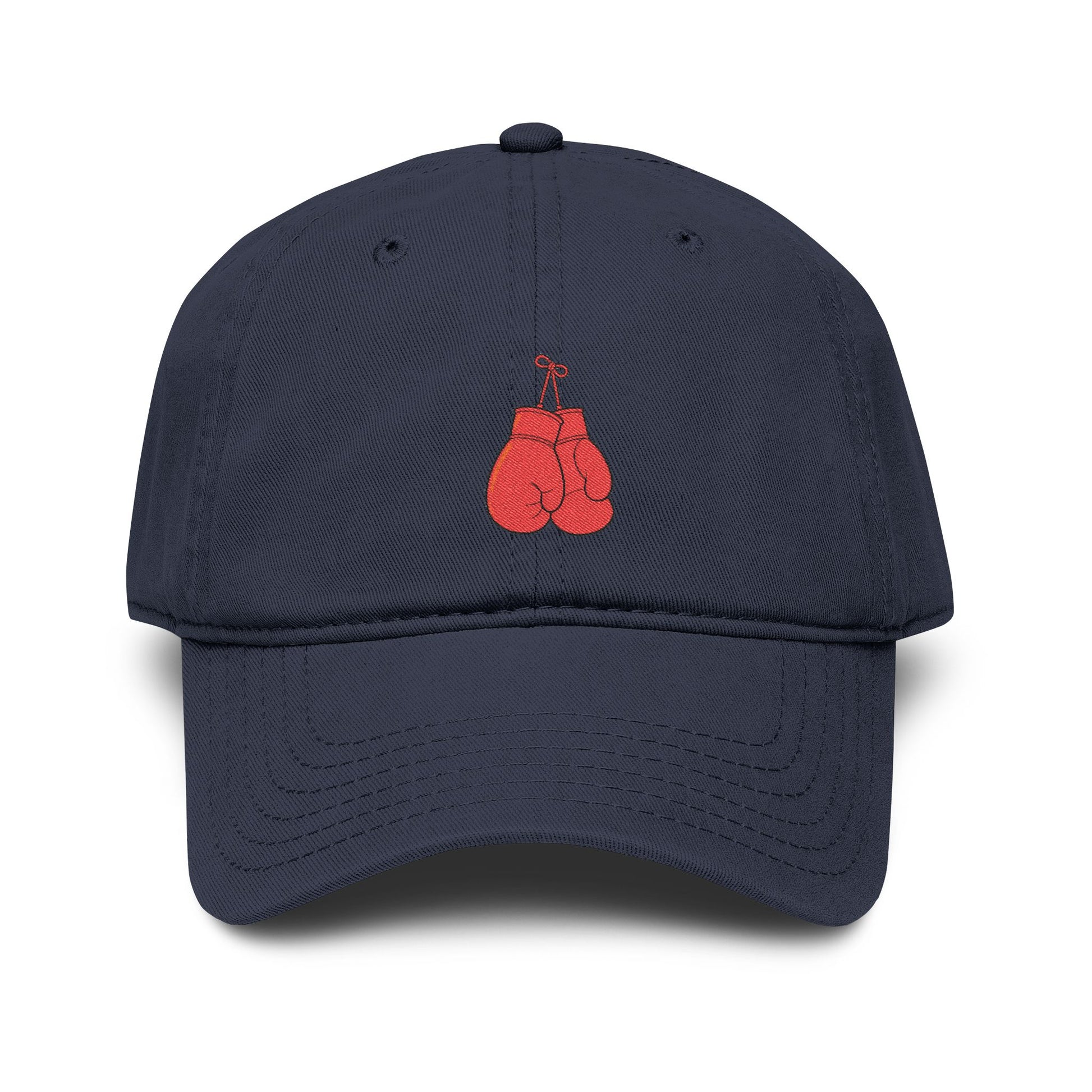 Washed Baseball Cap with Embroidered Red Boxing Gloves — Vintage Sport Dad Hat Hats Printify One size Navy