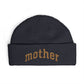 Mother Cuff Beanie — Gold Glitter Embroidered Knit Hat for Moms