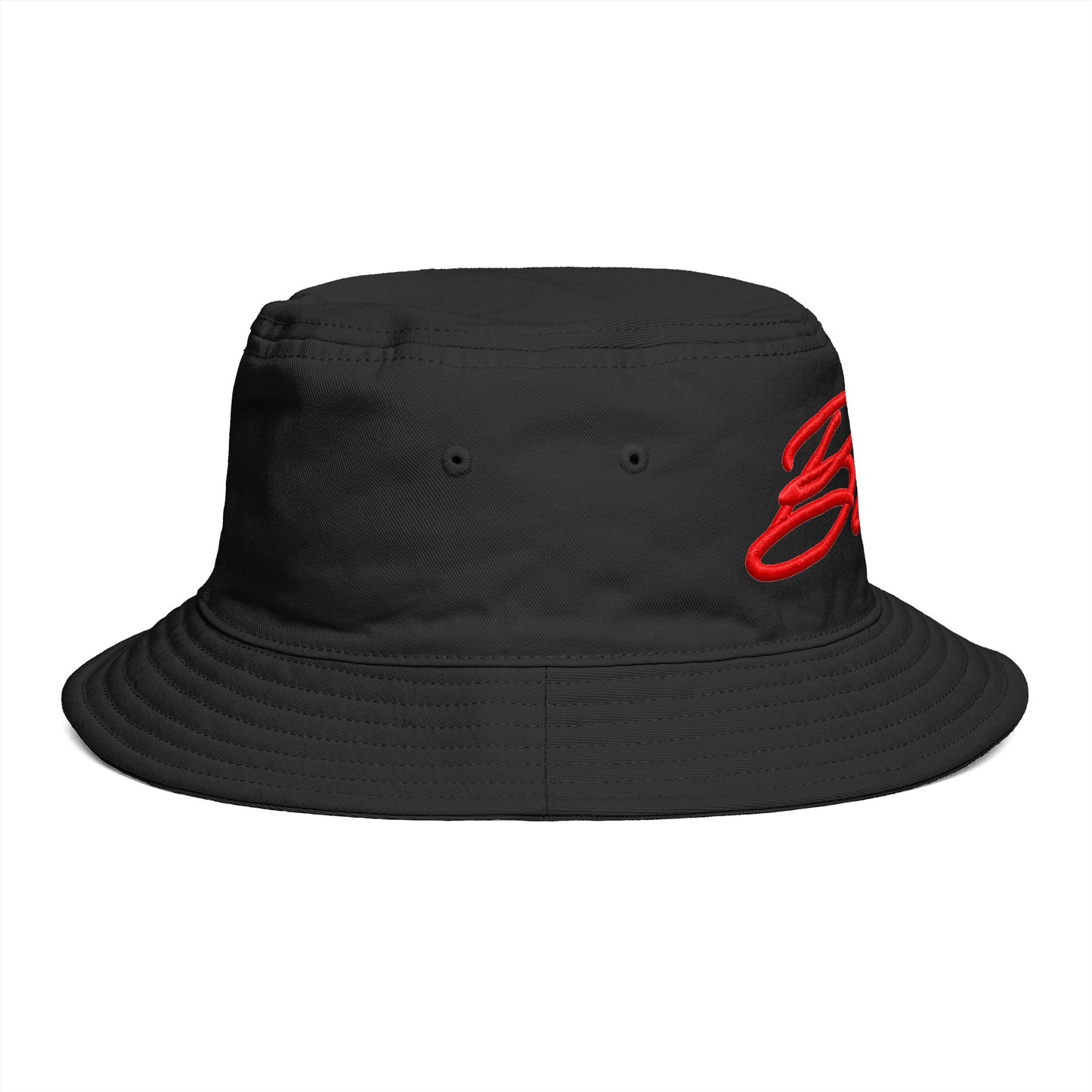 Bucket Hat — Retro Script 'Bucketd' Embroidered Brown Summer Hat