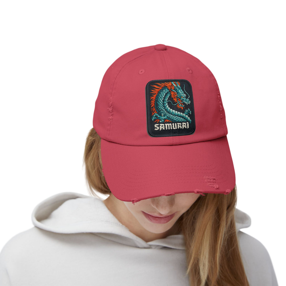 Distressed Samurai Dragon Cap — Vintage Retro Japanese Dragon Baseball Hat