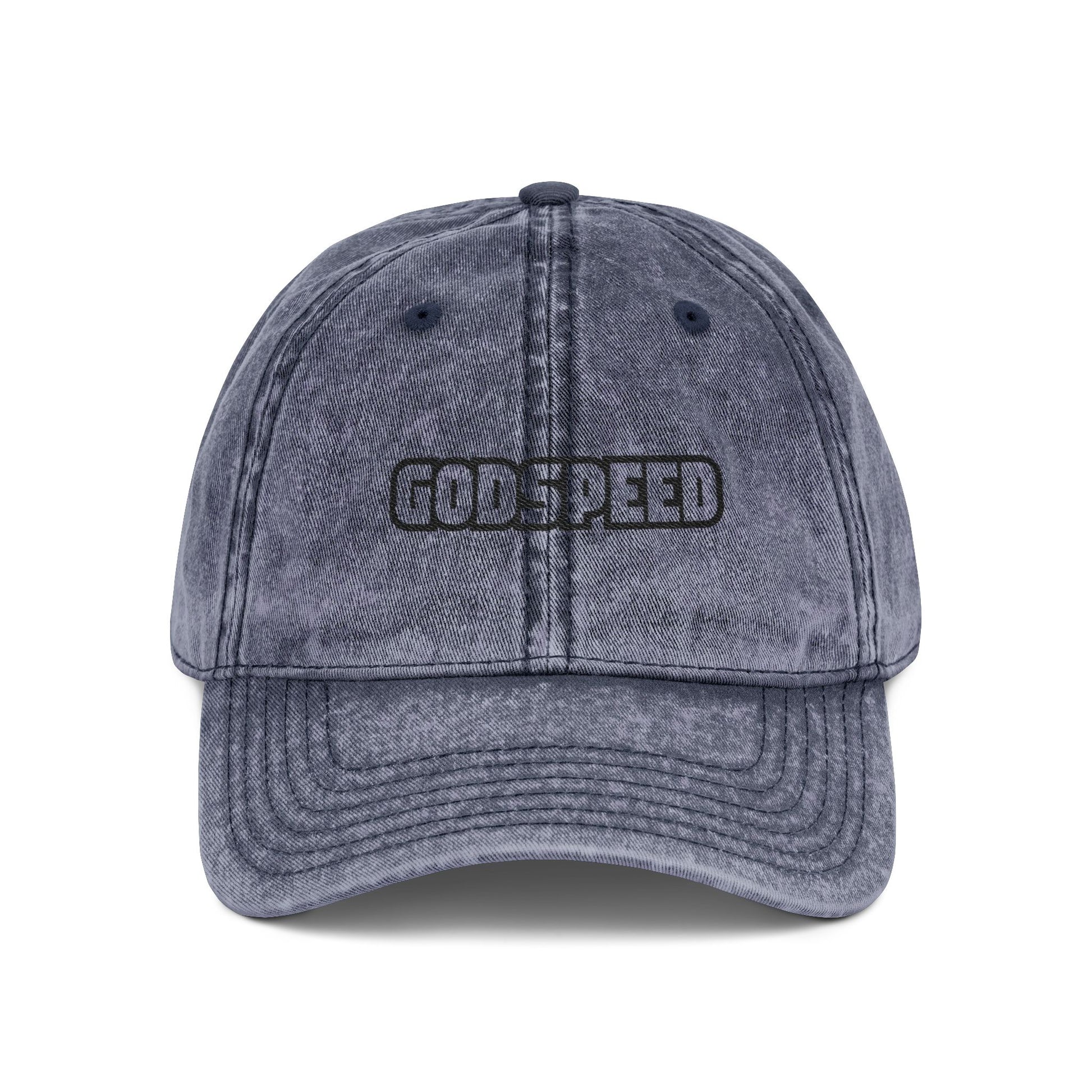 Godspeed Embroidered Vintage Cap — Distressed Red Baseball Hat Hats Printify One size Navy