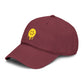 Washed Baseball Cap — Drippy Yellow Smile Embroidered Hat
