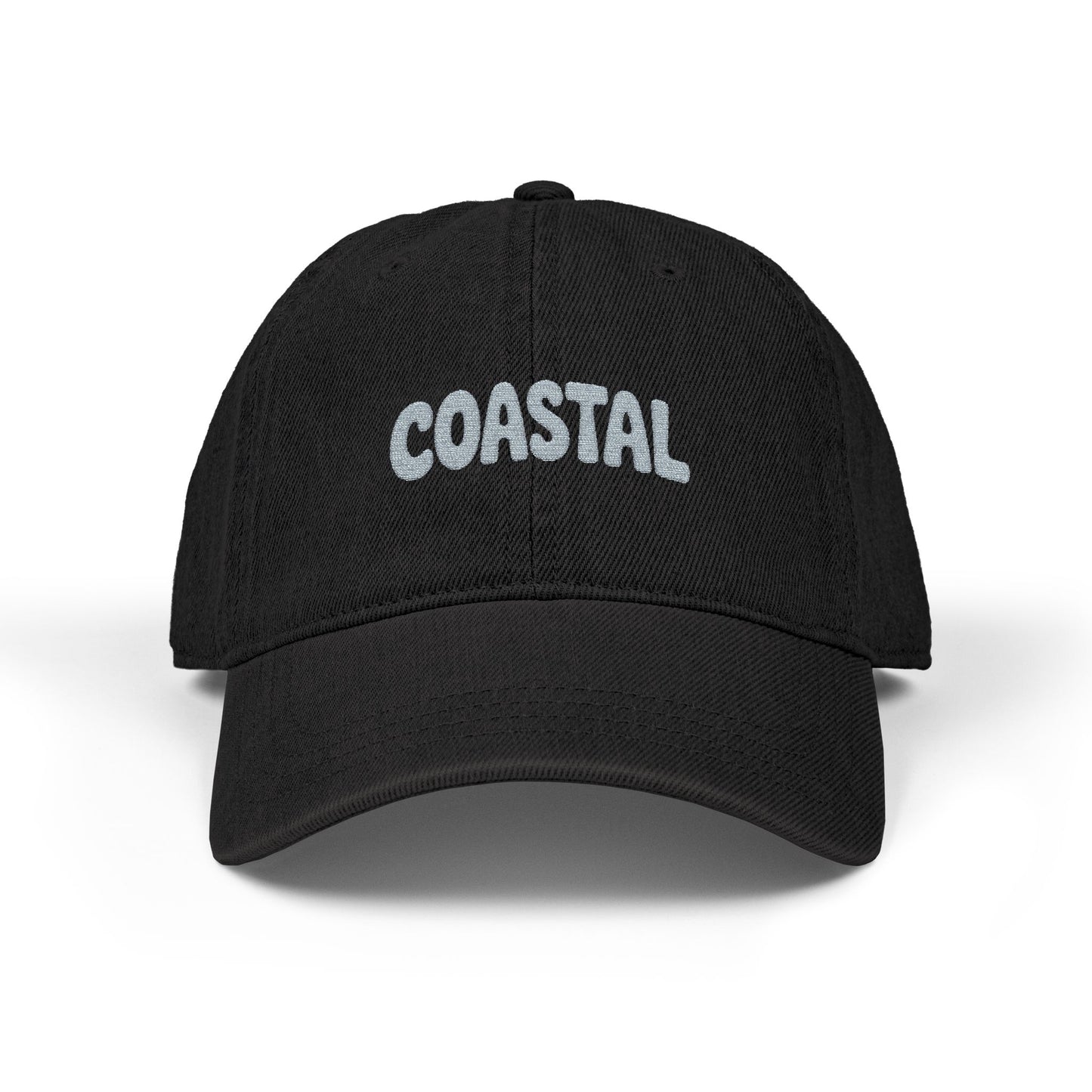 Coastal Embroidered Denim Hat — Casual Beach Baseball Cap Hats Printify One size Black