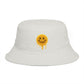 Smiley Drip Bucket Hat — Retro Melted Smile Face Sun Hat Hats Printify One size Ecru
