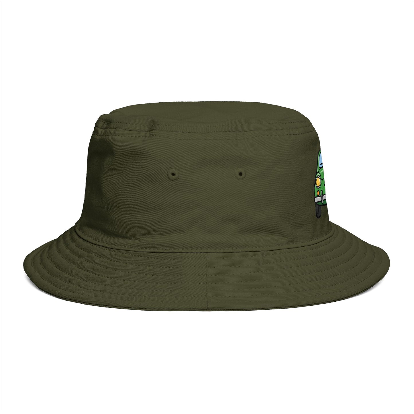 Bucket Hat — Retro Green Car Embroidered Bucket Hat