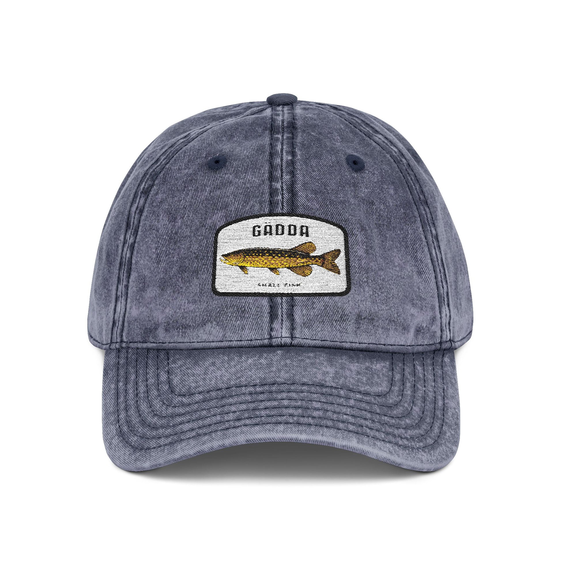 Vintage Fish Embroidered Cap Hats Printify One size Navy