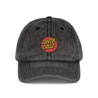 Vintage Embroidered Cap — Santa Cruz Retro Baseball Hat Hats Printify One size Black